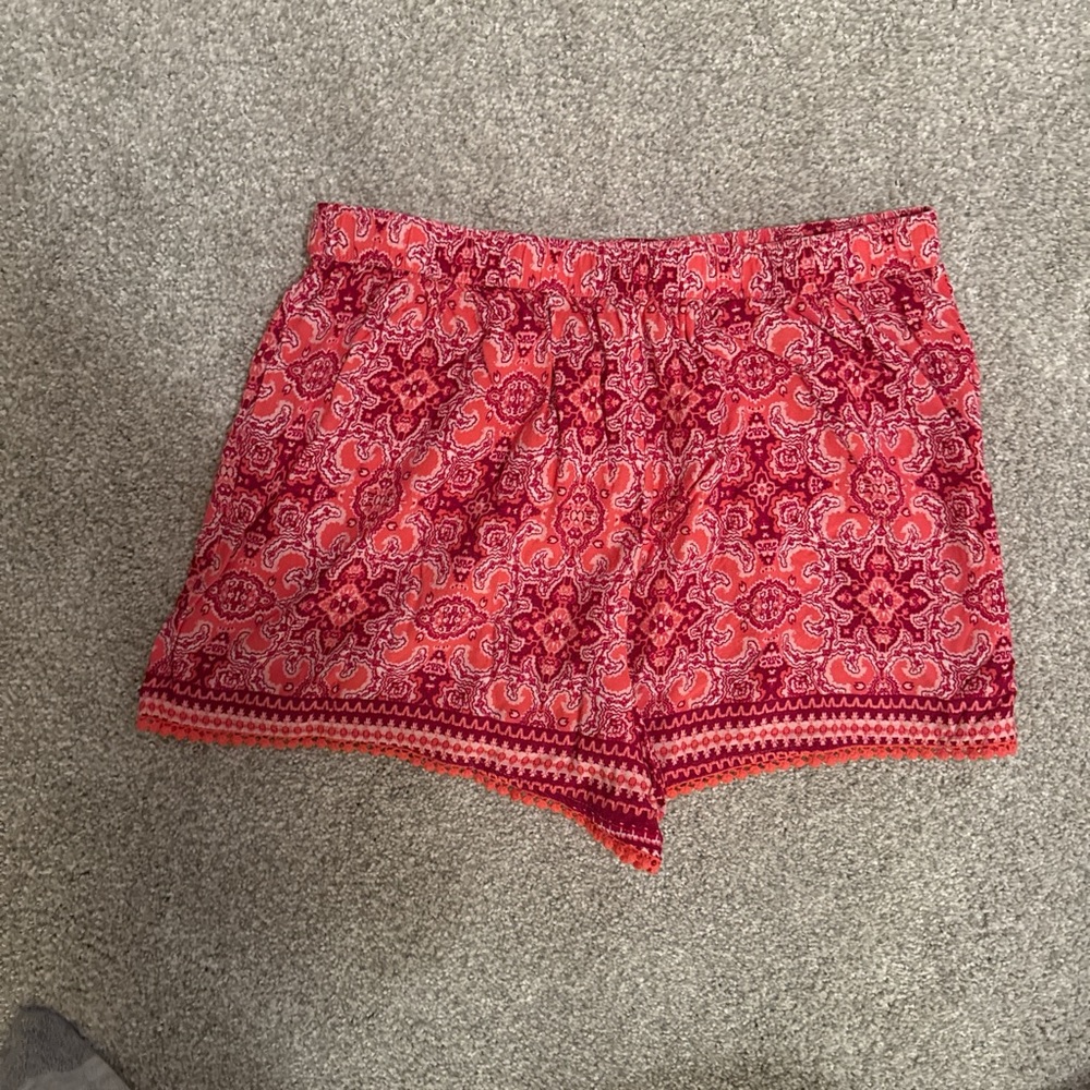 Women's Red Patterned Shorts - Picture 2 of 2